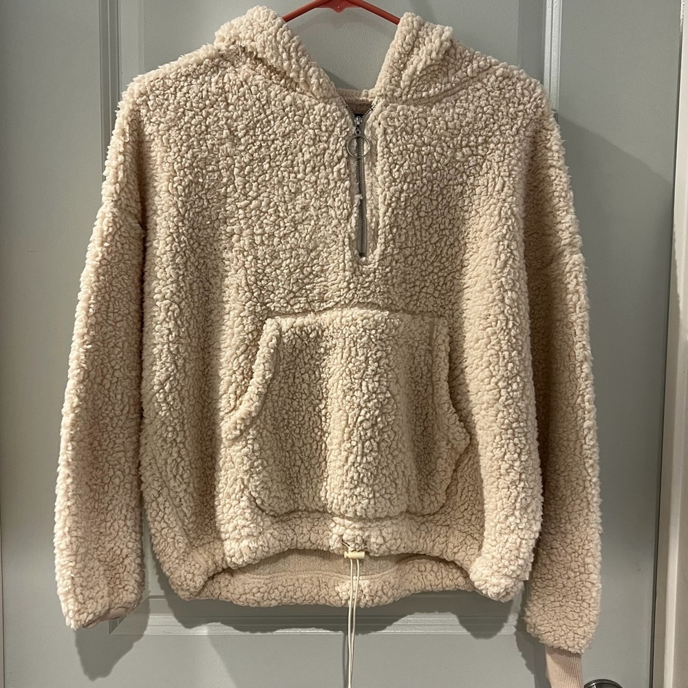 Cozy Cream Sherpa Hoodie with Zipper